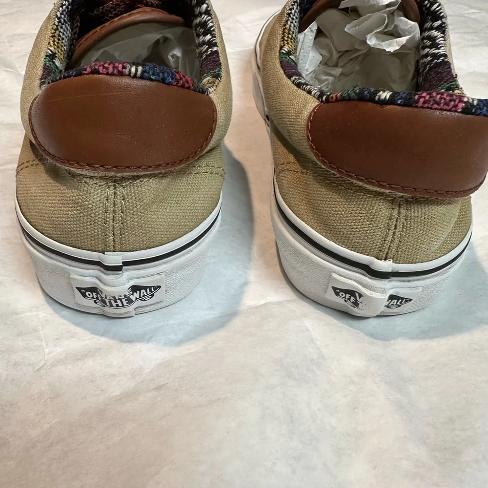 Vans Tan Canvas Sneakers with Brown Accents